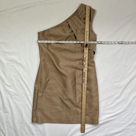 Reiss Tamsin One Shoulder Dress Mocha Brown Beige Size 4 Classicore Old Money - Picture 4 of 13